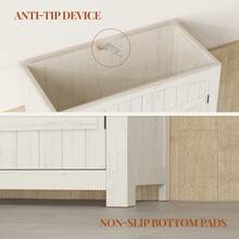 HaluPeit Storage Cabinet, Bathroom Cabinet In Country Style, With 4 Doors, Adjustable Shelves, Freestanding Cabinet, Vintage Brown-White, 30 X 60 X 110 Cm - 雲溪白色 - 查看 7