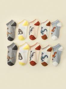 5pcs Baby & Kids Casual Cute Dinosaur Pattern Ankle Socks - Multicolor - View 5