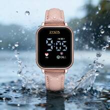 Reloj Inteligente ZOEA Versátil: Correa de Cuero Suave, Pantalla Digital, Resistente al Agua, Ideal para Citas, Deportes y Uso Diario, Larga Autonomía, Diseño Moderno para Hombres y Mujeres - Correa- rosa claro/Caja-Rosa dorado - Ver 4