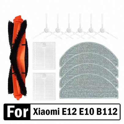 Set di accessori per aspirapolvere robot E10 / E12 / B112, confezione da 13 pezzi, include 1 spazzola principale, 6 spazzole laterali, 2 filtri HEPA, 4 panni