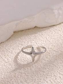Minimalist Northern Star Ring,Star Cross Ring,Gold-Plated And Silver Starlight Ring,Open Adjustable Celestial Dainty Ring Female Jewelry Daily Wear - 1 - View 8