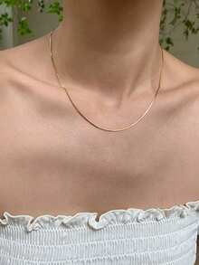 1 chiếc dây chuyền dạng mắt xích rắn bằng thép không gỉ, thích hợp để đeo hàng ngày, là món quà độc đáo. - Vàng - Xem 2