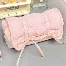 Ballerina Style Powder Blue Bow Drawstring Pencil Case, High-Quality Large Capacity Stationery Storage Bag For Students - Bow Pencil Case - View 2