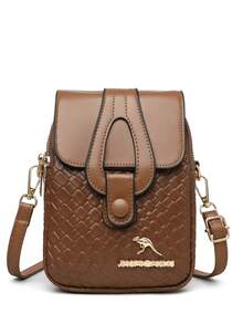 Woven Embossed Versatile Women's Shoulder Crossbody Bag, Lightweight Casual Fashionable Commuter And Multi-Purpose Wallet, Suitable As Gift - Coffee - View 4