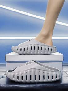 Sandal Dalam Ruangan Pria Elegan untuk Musim Panas, Sandal Pasangan Anti Selip, Senyap, Tahan Aus, dan Sol Tebal, Sandal Modis dan Sportif - Grey - View 10