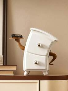 Creative And Funny Desktop Storage Cabinet,Cute Storage Box With Compact Organizer With Golden Knob, Multi-Purpose Decorative Storage Box, Space-Saving Design,Adorable Tabletop Organizer With Two Drawers & Sturdy Legs, Perfect For Desk Or Vanity Use, - Multicolor - View 4