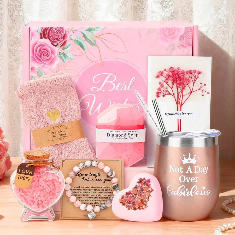 Luxurious Multi-Piece Vanilla Spa Valentine Gift Spa Gift Basket Set Mothers Day Gifts For Women -  Body Care Collection, Bath & Body Basket Gift Set For Valentines Day, Birthday, Christmas Gifts Self Care Gift Self Care Package For Her Mom Sister Wife Friend Unique Mothers Day Valentine Gift Ideal - Type-3 - 查看 1
