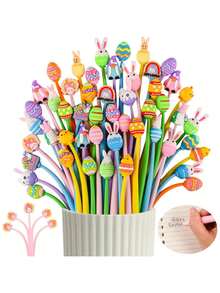 4pcs Easter Glitter Rabbit Gel Pens, Holiday Supplies - Multicolor - View 3