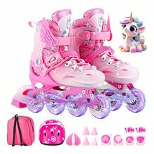 Patines De  Ruedas Ajustable Para Niñas Con Luz Led - M - Ver 2