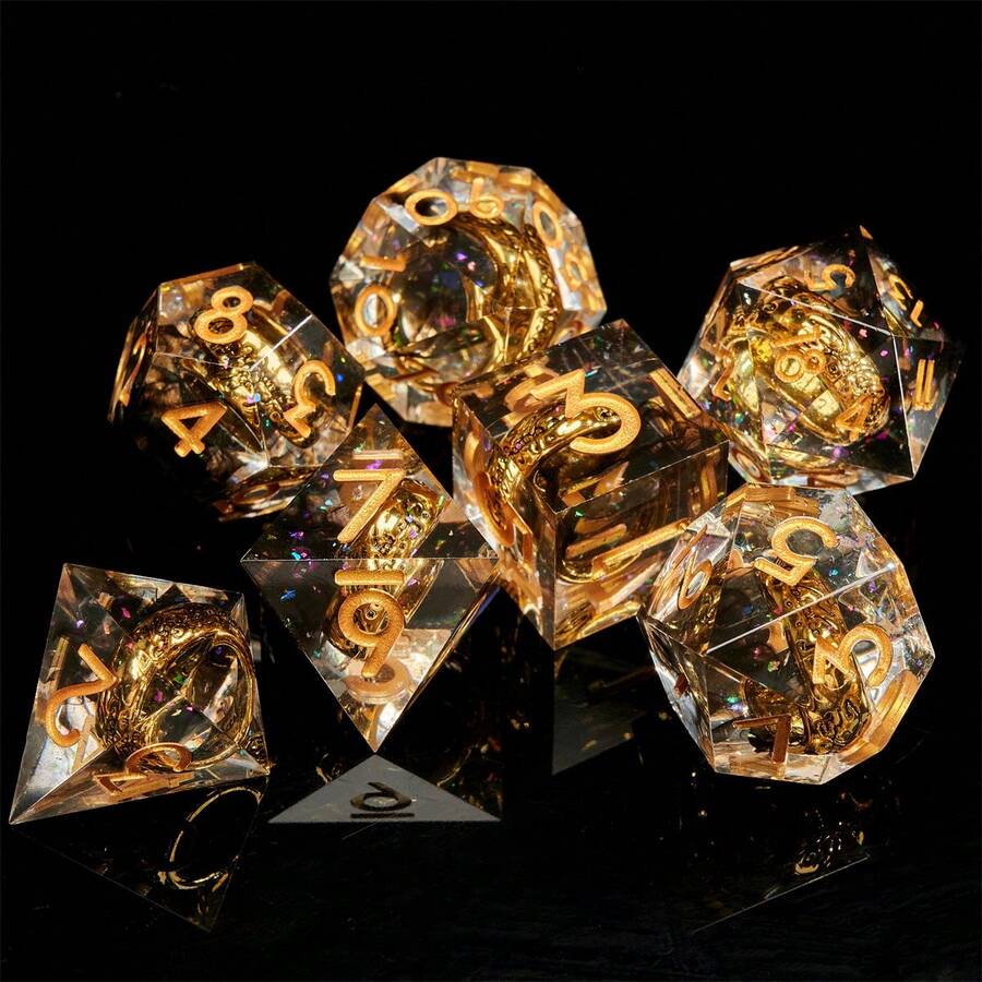 7pcs Dice Set Suitable For D&D Polyhedral Dice, RPG Role Playing Game Gift - Multicolor - View 1