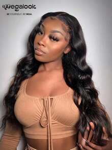 MEGALOOK 4x4蕾丝闭合式波浪卷真人发假发，自然黑色，10-30英寸，预漂白发结，自然发际线，150%密度，透气帽假发 - Natural Black - 查看 4