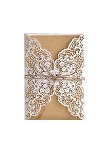 1张蕾丝镂空邀请卡，含信封和内页 - 无需电源，纸艺卡片，适用于婚礼、订婚、洗礼、派对礼物、感谢卡、生日和情人节 - 多色 - 查看 14