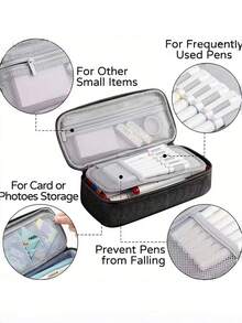 1pc Large Capacity Stationery Pouch, High-Quality Pencil Case, Creative Big Capacity Pen Bag, Convenient Student Stationery Organizer - Black - View 3