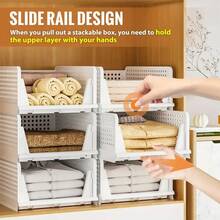 1pc Stackable Foldable Plastic Drawer Storage Basket, Suitable For Wardrobe, Kitchen Cabinet, Food Storage Room, Office, Bedroom, Bathroom, White Color, Can Store Various Items In Wardrobe And Place Light Items In Multiple Locations - White - View 4