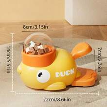 黄色鸭子造型猫咪零食分配器，手动按压式互动宠物玩具，塑料材质，无需电池，慢食训练玩具，益智娱乐零食奖励玩具，适用于猫咪、中小型犬和大型犬，宠物日常用品及节日礼物 - 彩色 - 查看 3
