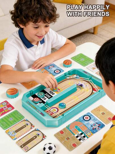 Juegos de escritorio multifuncionales 6 en 1, que incluyen ajedrez de estrategia de sobremesa, juegos de bolas deportivas, rompecabezas de escritorio, ajedrez de catapulta y juegos competitivos de 2 jugadores como baloncesto, puntuación, hockey, bolos, bolos 2 y fútbol en 3 tableros de juego