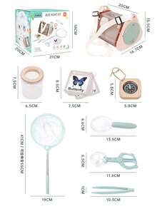 儿童户外昆虫观察盒捕捉套装，DIY昆虫饲养笼，蝴蝶网，昆虫镊子，玩具礼品 - 彩色 - 查看 4