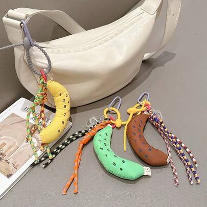 Green Banana Keychain Pendant, Fashionable Backpack Decoration, Suitable For Commuting To Work, Creative "Don't Worry" Keychain, Applicable For Phone Case Decoration, Car Key Anti-Lost Pendant, And Bag Decoration. Also Suitable For Ladies' Handbags And Wallets, A Perfect Bag Accessory.
