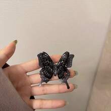 1 Stück übertriebener gotischer Stil schwarzer Schmetterling Fingerring, in der Größe verstellbar, einzigartiges Design als dekoratives Accessoire - Schwarz - Übersicht 2