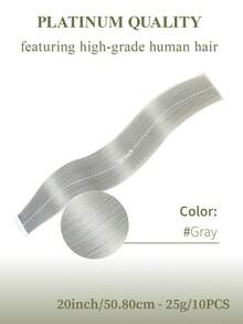 DNE HAIR 10片装100%真人发隐形无痕接发片，14-22英寸灰色直发，丝滑柔顺，发尾浓密，适合细软发质，沙龙及日常使用皆宜，适合所有女性和女孩。 - SGray - 查看 14