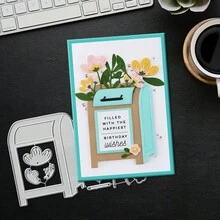 Creative Mailbox And Flower Dies, DIY Scrapbooking Album And Embossing Stencil, Greeting Card Making Tool, Card Paper Cutting Crafts ,Gift Card Making Template Die Cuts. - Silver - View 3