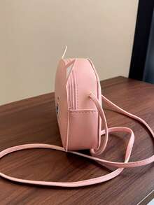 New Cartoon Kitten Crossbody Bag PU Baby Shoulder Bag Kids Coin Purse - Pink - View 3