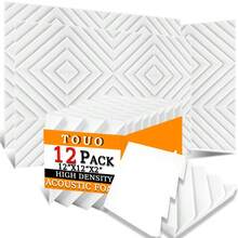 TOUO吸音海绵 6-48片装 高密度吸音墙板 菱形槽海绵 音乐工作室声学处理 - Diamond groove - 查看 8