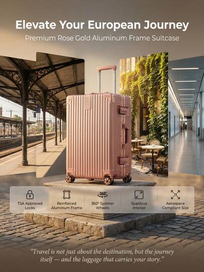 [20-calowa walizka podręczna z aluminiową ramą] ABS + aluminiowa rama | Ciche, obrotowe kółka 360° | Zamek szyfrowy TSA | Stylowa walizka podręczna | Wodoodporna i zabezpieczona przed kradzieżą | Odpowiednia dla mężczyzn i kobiet | Niezbędna podczas podróży na festiwal muzyczny