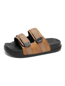 Men's Non-Slip Soft Sole Slide Sandals, Suitable For Home And Beach Use - Brown - View 8