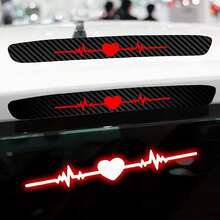 High-Mounted Brake Light Sticker, Heart-Shaped Heartbeat, Electrocardiogram, Taillight Sticker, 3D Carbon Fiber Matte Frosted Pattern, Adding Eye-Catching Safety Signs To The Car - A - View 6