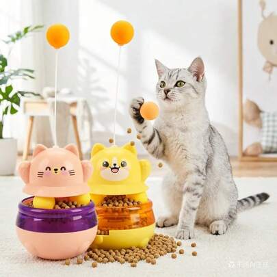 iDestry Cat Interactive Leakage Toy Interactive Cat Treat Toys Puzzle Feeder For Indoor Cats Slow Food Dispenser With Adjustable Hole Cat Toys For Exercise Boredom