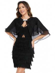 Women's Sheer  Shawls And Wraps For Evening Dresses Soft Wedding Cape Lightweight Bridesmaid Scarves Cover Up - 紅寶石 - 查看 7