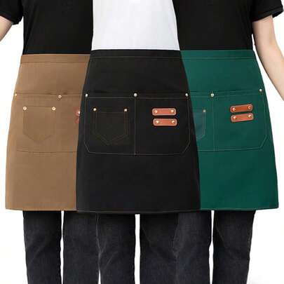 Delantal de cintura de lona impermeable, adecuado para tiendas de té con leche, restaurantes de hot pot, servicios de catering y cocinas