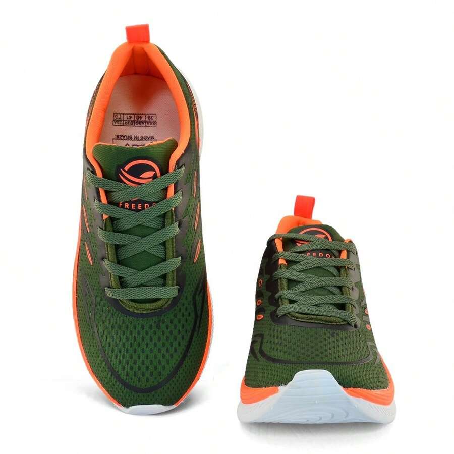 Women's Modern Lightweight Comfortable Athletic Shoes For Walking And Training - 綠/橙色 - 查看 1