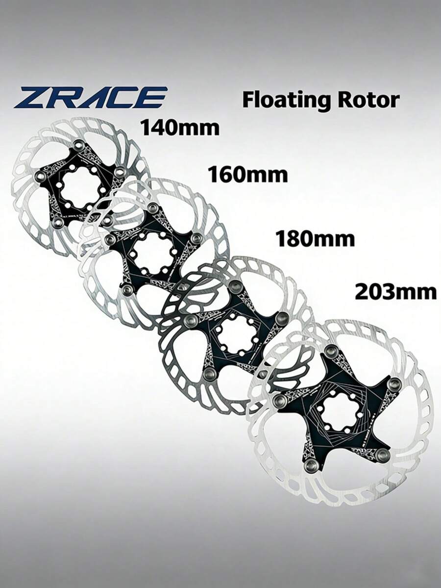 Disco de freno de bicicleta de montaña ZRACE de 140 mm y 160 mm, con diseño flotante de disipación de calor potente - Plateado - Ver 1