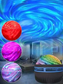 1pc USB Galaxy Swirl Projector Lamp, LED Wave Ripple Projection Light, 7-Color Changing, Bedroom Night Light Projector For Bedroom, Living Room, Home Theater, Ceiling, Party, Dance Hall Atmosphere, USB Powered With Remote Control - Colorful - View 5