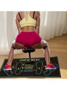 Esterilla de sentadillas duradera con movimiento segmentado y monitoreo de progreso; antideslizante y de larga duración; adecuada para gimnasios en casa; ideal para sentadillas, zancadas y peso muerto; disponible en rojo/negro; un regalo perfecto para entusiastas del fitness; excelente equipo de entrenamiento en casa; también adecuado para esterillas de yoga para mujeres. - Multicolor - Ver 5