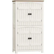 HaluPeit Storage Cabinet, Bathroom Cabinet In Country Style, With 4 Doors, Adjustable Shelves, Freestanding Cabinet, Vintage Brown-White, 30 X 60 X 110 Cm - 雲溪白色 - 查看 9