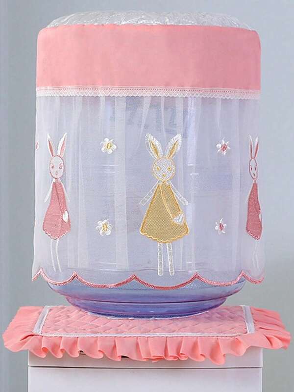 1pc Lace Fabric Water Dispenser Cover, Modern Minimalist Dust Cover For Home Living Room Water Cooler, Water Bottle Protector
