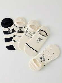 5 Pairs Women's Cartoon Boat Socks, Summer Women's INS Style Short Socks, Casual College Style Socks - Multicolor - View 4