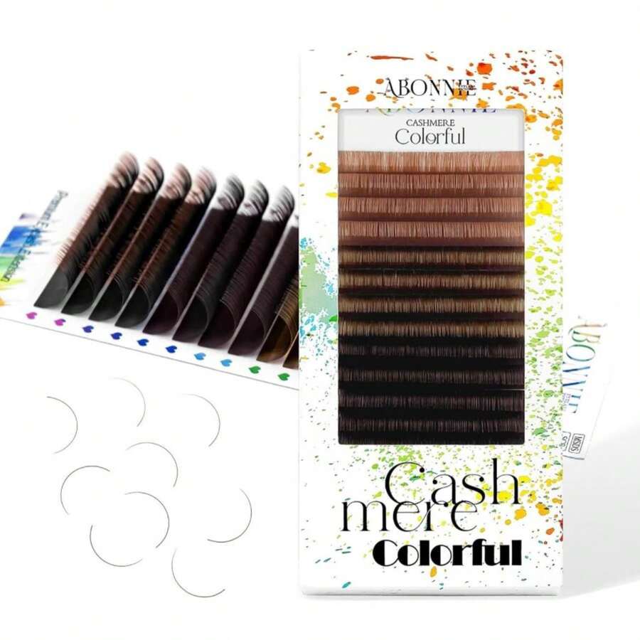 Extensiones de pestañas de colores, 16 filas de pestañas de cachemira, extensiones de pestañas clásicas de 0.07 D Curl 14mm, extensiones de pestañas individuales para uso profesional en salones (0.07-D-Azul Ombret 14mm) - ColorQ - Ver 1