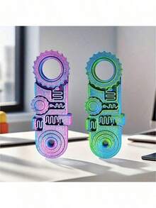 五合一3D打印玩具 - 桌面减压玩具，适合缓解办公室焦虑，成人减压指环，新年礼物 - 彩色 - 查看 2