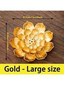 1个复古莲花香炉/香座，设计优雅小巧，适用于客厅、卧室和茶几。 - 金色 - 查看 21