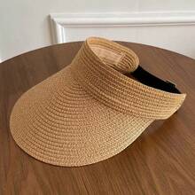 1pc Women's Fashionable Rollable & Foldable Wide Brim Straw Hat, Summer Beach Sun Hat,Vacation - Multicolor - View 11