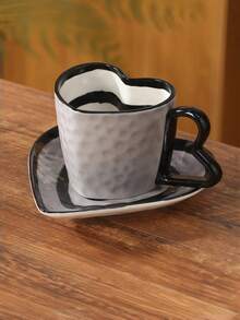 Handmade 3D Heart-Shaped Cup & Saucer Set, Creative High-Quality Couple's Afternoon Tea, Unique Painted Coffee/Tea Cup - Multicolor - View 6