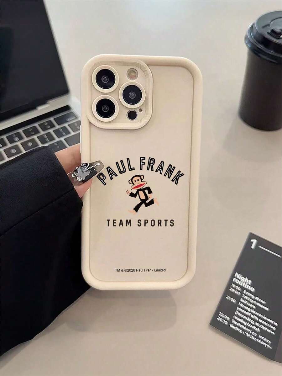 Official Licensed Paul Frank Soft Pink Phone Case, Full Body Shock-Proof Protection With Camera Cover, Cute Monkey Letter Pattern, New Design Suitable For IPhone 13/14/15/16 Pro Max - Multicolor - View 1