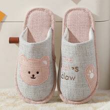 Zapatillas de pareja con diseño de dibujos animados y tela, transpirables y antideslizantes para uso en interiores en todas las estaciones - Rosa - Ver 7