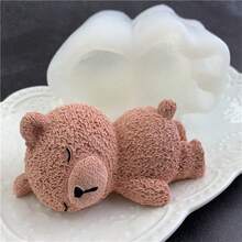 1pc White Side Lying Bear Silicone Mold, Handmade Crafts, Gypsum Graffiti, Aromatherapy Candles, Resin Ornaments, Simple Demolding, Reusable Silicone Mold. - White - Lying-on Bear - View 8