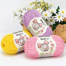 3pcs/Set Chenille Yarn Balls With Random Color Scissors, 100% Polyester DIY Craft Material Kit For Doll, Scarf, Bag Handmade Knitting - Multicolor - View 4