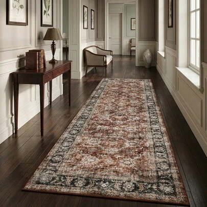 1 tấm thảm trải sàn, thảm trang trí, thảm chùi chân, thảm dài kiểu Bohemian cổ điển - Màu tối, thiết kế nghệ thuật cổ điển, thích hợp cho phòng tắm, nhà bếp, lối vào, hành lang, đầu giường, phòng khách, phòng ngủ, có thể giặt máy, trang trí nhà cửa.